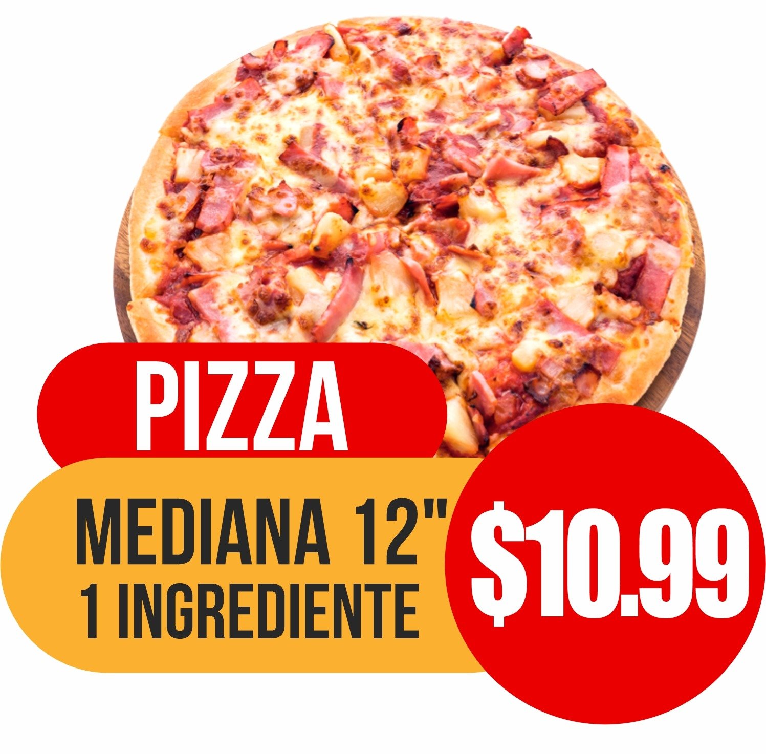 Pizza Mediana 12" 1 Ingrediente