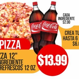 Pizza 12" 1 Ingrediente + 2 Refrescos 12 OZ